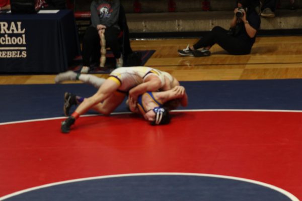 Carter Pyatt wins the first round against North County on Saturday, February 3.