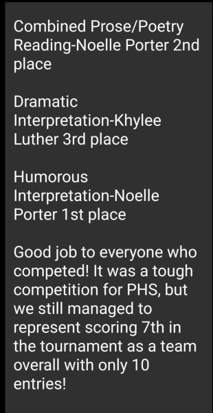 PHS Speech team competes at Marquette