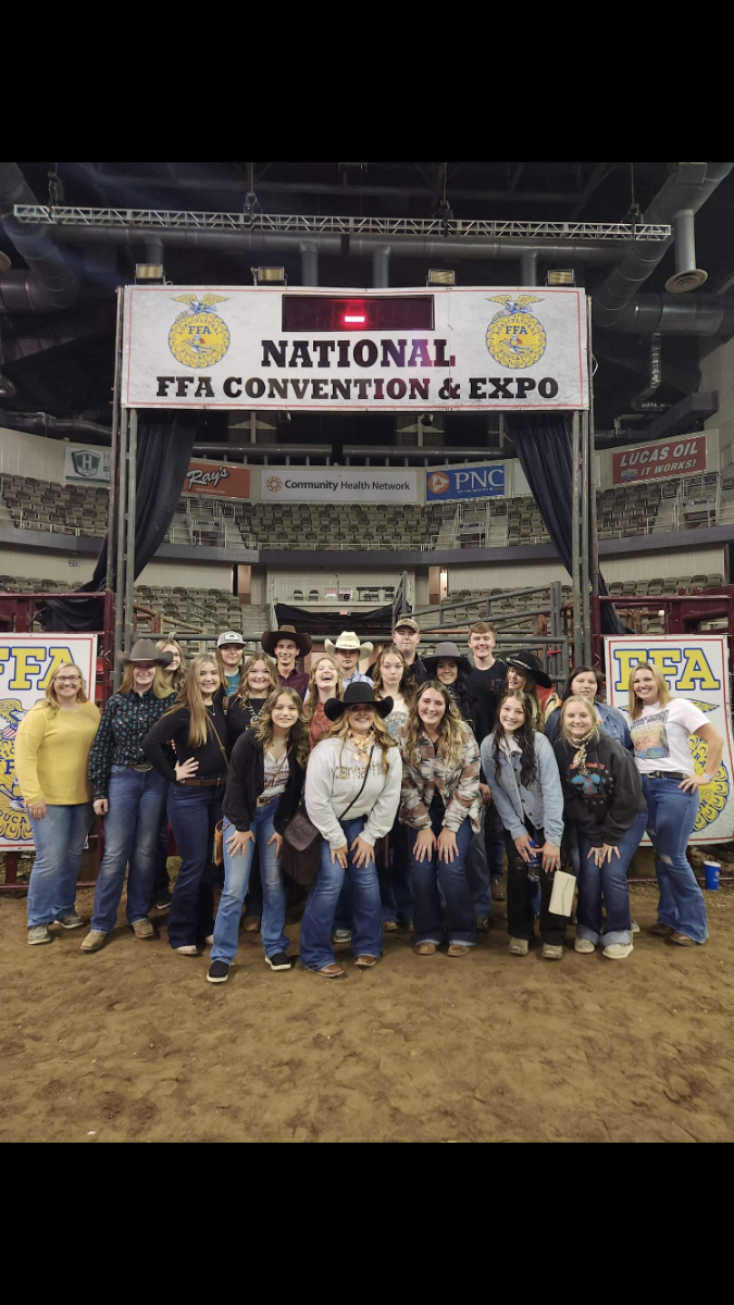 Former Agriculture teacher and FFA advisor Mrs. Long, Mrs. Griffin,and all the FFA members who attended at the convention rodeo