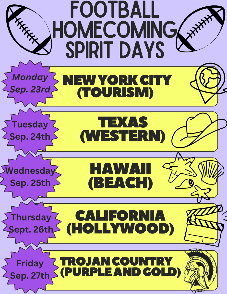 The Student Council flyer for the Homecoming Spirit Days