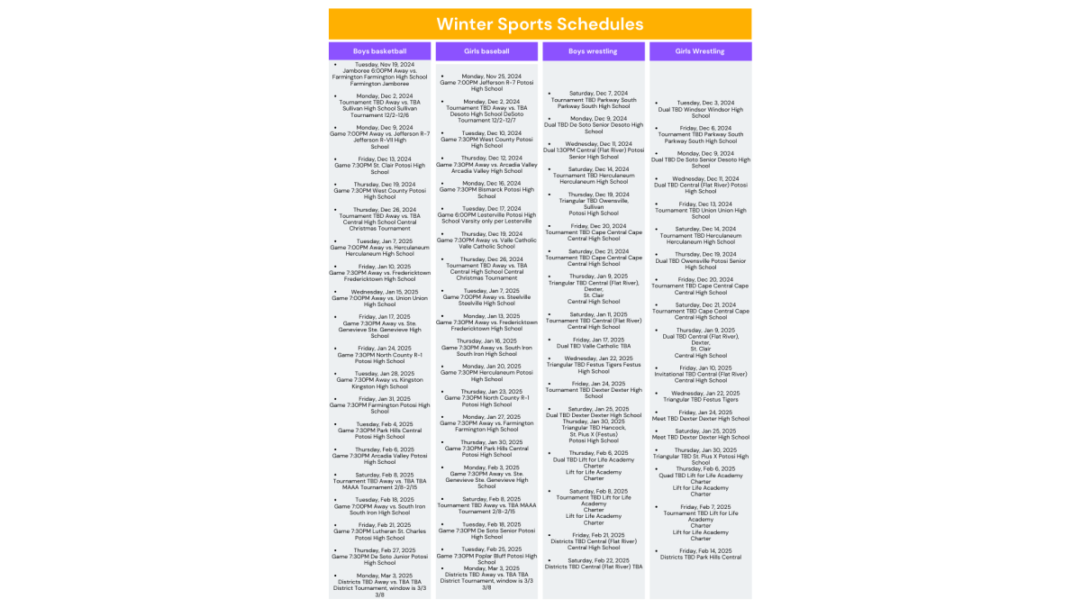 Winter sports schedules