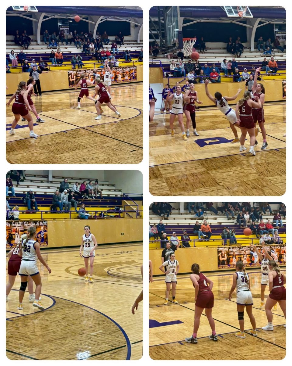 The girls playing their game against the Lady Indians.