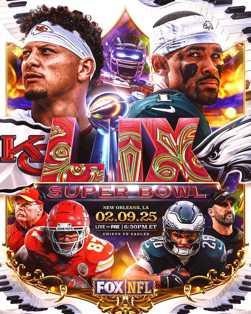 The Kansas City Chiefs and the Philadelphia Eagles have a rematch at Superbowl 59 in New Orleans on February 9, 2025