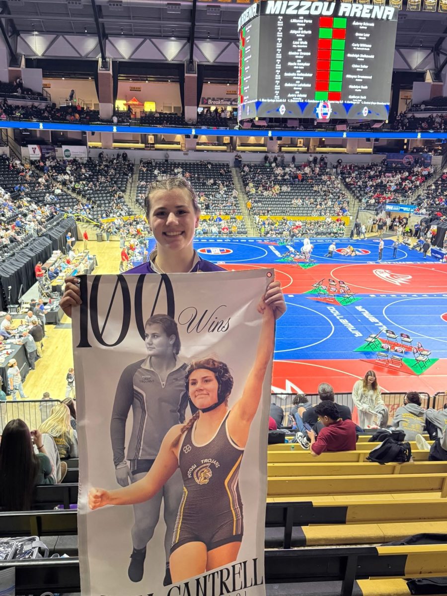 On Wednesday, February 25th, Junior, Launa Cantrell earned her 100th high school career win in her first match at the MSHSAA State Championship. 

