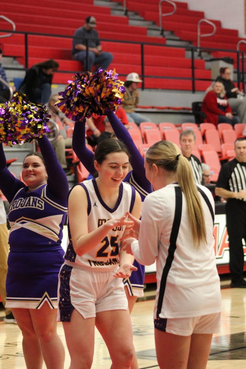 Junior Sabra Brown and Freshman Kaydence Eden showing the teams fun-loving spirit
